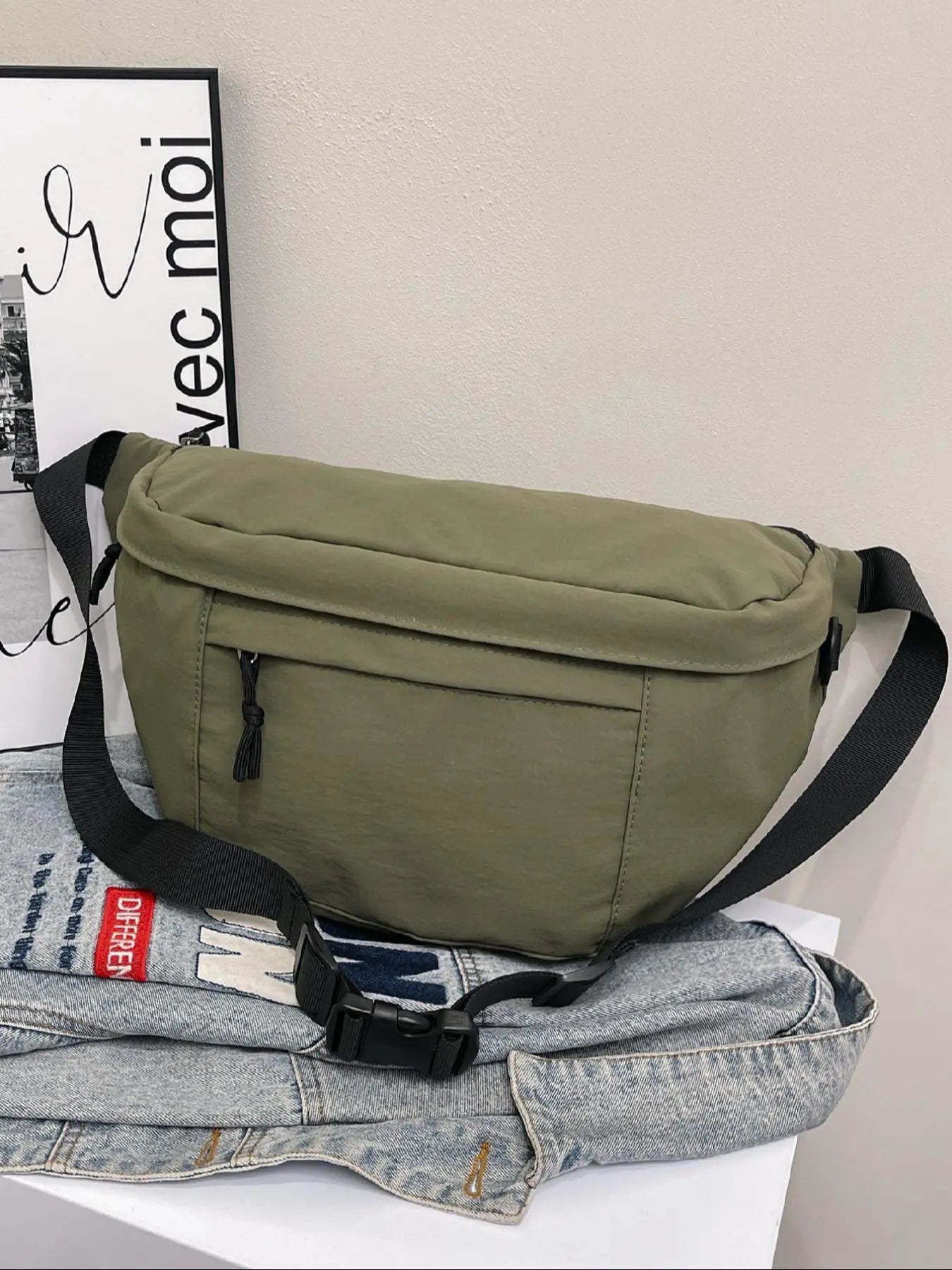 Women's Fashionable Large Capacity Embossed Textured Zipper Belt Bag, Casual Commuter Versatile Plain Fanny Packs, Simple All-match Bum Bag, Quilted Fanny Pack, Casual Waist Bag, Waist Hip Bag, Waist Pouch, Bumbag