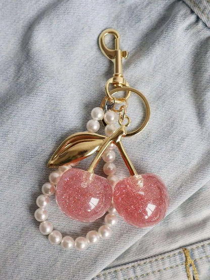 Cherry Keychain, Keychain Accessories, Girly Keychain for Bags, Women's Bag Pendant, Fashion Trend Exquisite Pendant, Women's Backpack Elegant Pendant, Suitable for Valentine's Day and Christmas Gift for Friends