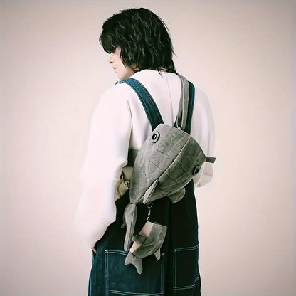 Polyester Unisex Whale Shark Crossbody Bag, Trendy Zoo Animal Design, Canvas Novelty Sling Pack for Camera and Photo Accessories