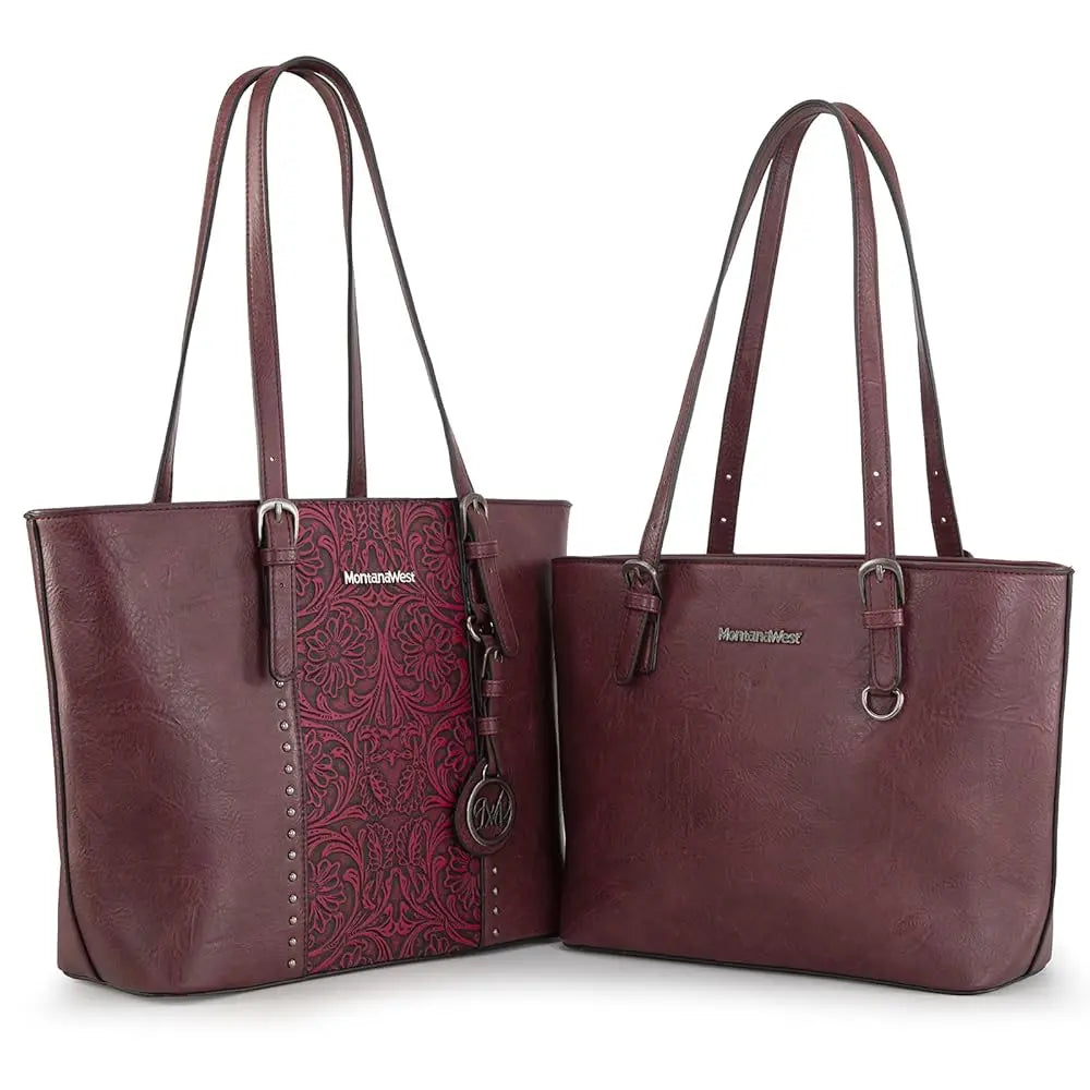 Montana West Tote Bag for Women Large Purse and Handbags Set Embossed Collection Purse 2Pcs Set