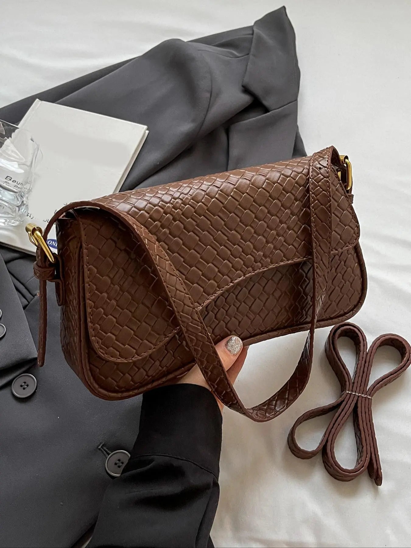Women's Elegant Solid Color Flap Shoulder Clutch, Fashionable PU Leather Baguette Bag for Daily Life, Casual Trendy Versatile Convertible Shoulder Bag for Women & Girls, Fashion Purses, Crossbody Clutch Purse