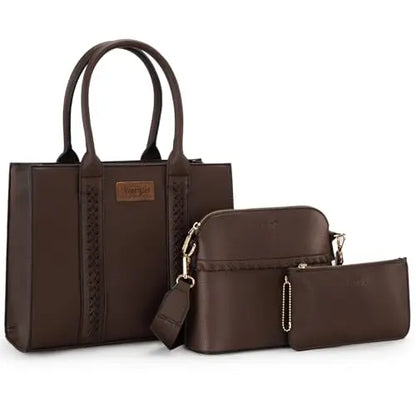 Wrangler 3Pcs Purses for Women Tote Bag Crossbody Handbag Sets with Strap 3 Set
