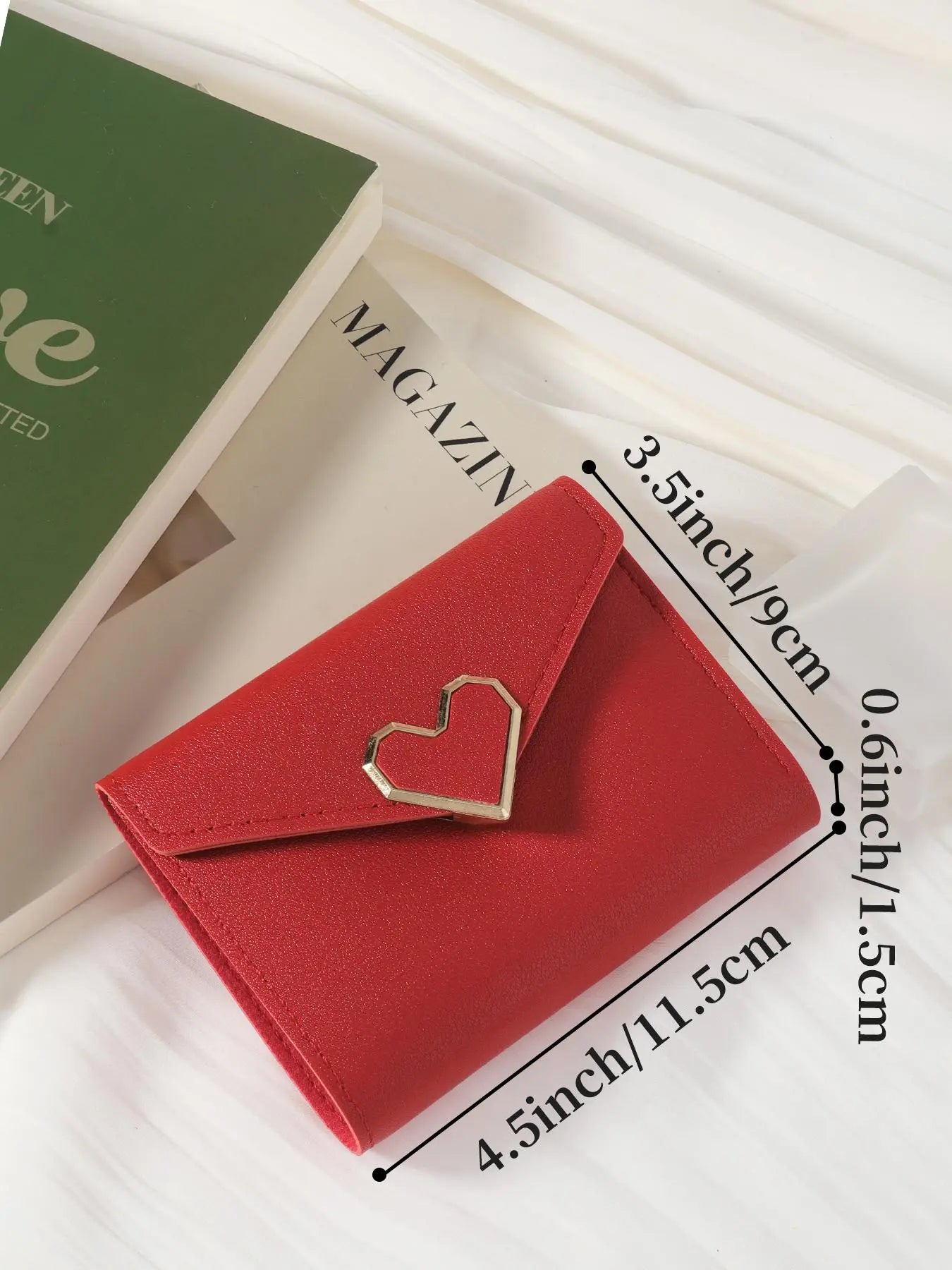 Women's 1 Piece Heart Decor Bifold Durable Wallet, Wallets Women Fashionable Multiple Card Slots PU Leather Purse for Outdoor, Travel, School