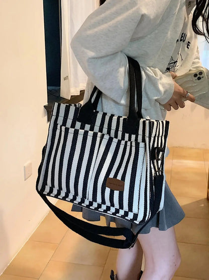 Summer Everything Tote Bag for Women, Plain/Cherry Pattern Work Bag, Everyday Shoulder Bag, Trendy Versatile Commuting Bag, Girl Large Beach Bags, Fabric Shoulder Bags