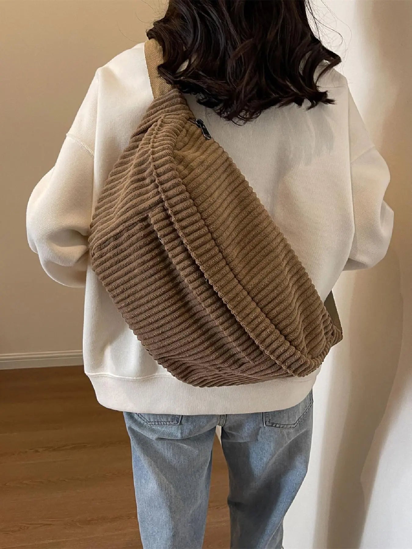 Women's Fashionable Large Capacity Embossed Textured Zipper Belt Bag, Casual Commuter Versatile Plain Fanny Packs, Simple All-match Bum Bag, Quilted Fanny Pack, Casual Waist Bag, Waist Hip Bag, Waist Pouch, Bumbag