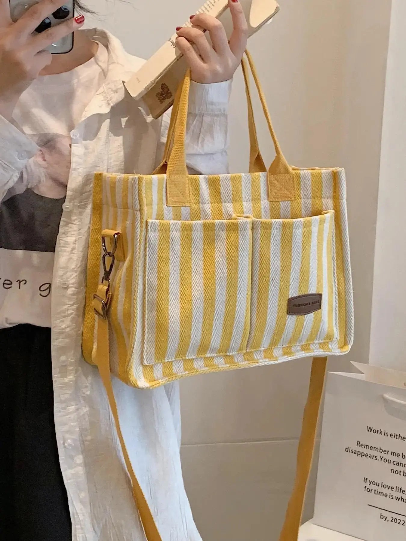 Summer Everything Tote Bag for Women, Plain/Cherry Pattern Work Bag, Everyday Shoulder Bag, Trendy Versatile Commuting Bag, Girl Large Beach Bags, Fabric Shoulder Bags