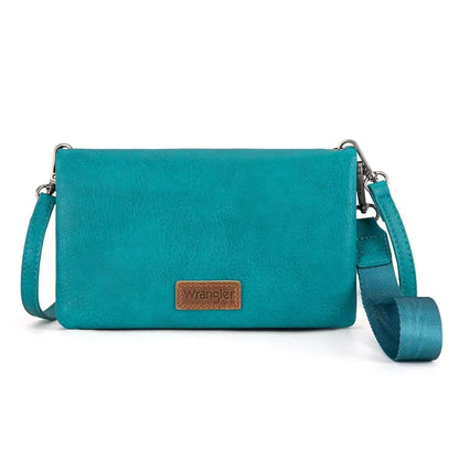 Wrangler RFID Blocking Bifold Clutch Credit Card Holder Purse with Crossbody Strap for Woman