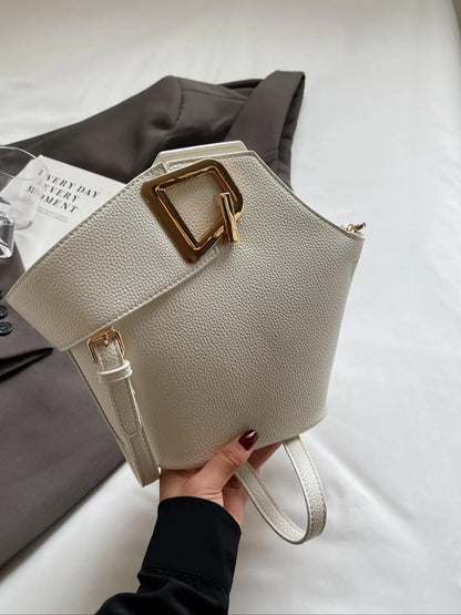 Women's Plain Color Handbag (1 Piece), Casual Pu Leather Zipper Handbag with Bag Strap for Daily Use, Daily Commuting Bag, Casual Commuter Handbag, Casual Fashion Bag, Casual Everyday Bag