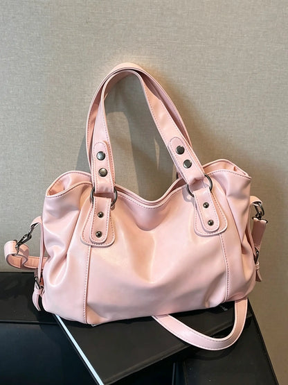 Women's Elegant Solid Color Shoulder Bag, Fashionable Large Capacity Crossbody Bag for Work & Daily Used, Casual Trendy Versatile High-quality Daily Commuting Bag, Fashionable Unique Bags