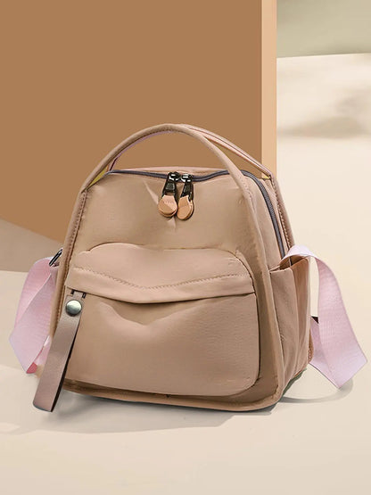 Ladies' elegant solid color shoulder bag, fashionable zipper All Match crossbody bag for daily use, simple solid color, casual trend versatile high-quality commuter shoulder bag, Fabric shoulder bags