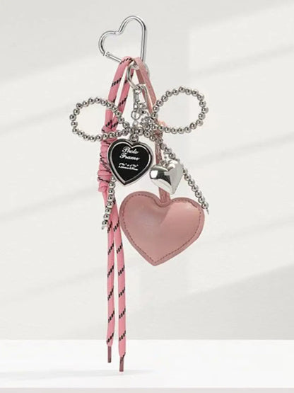 Women's Elegant Heart Shaped Keychain, Fashionable Bow Charm Metal Keychain for Handbags & Wallets, Car Keys & Key Pendants, Unique Gifts for Fashion Enthusiasts