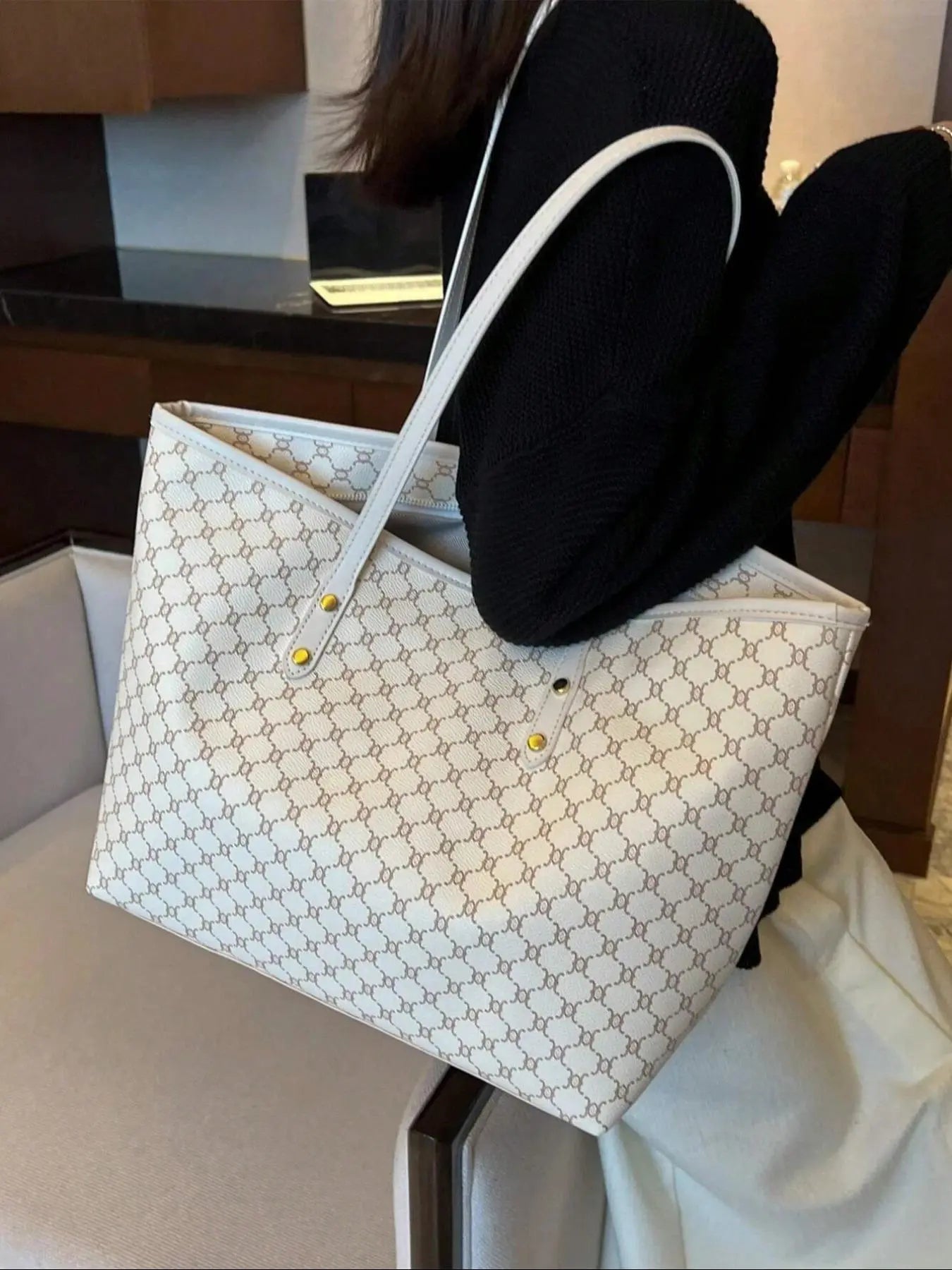 Fashionable Large Capacity Shoulder Bag, Casual Versatile Tote Bag for Women, Trendy All-match Commuter Bag for Daily Used, Handbag Shoulder Bag, Fashionable Patterned Bag, Handbag Shoulder Purse, Aesthetic Shoulder Handbag, Everyday Shoulder Bag