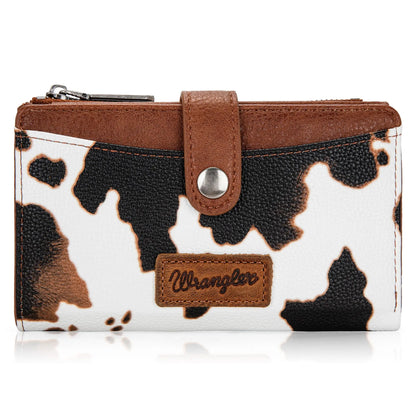 Wrangler Wallet for Women Cow Print Bifold Wallet Card Cases & Money Organizers
