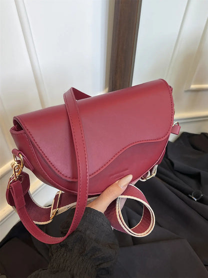 Christmas Gift,25 fall&winter ,Women's Fashionable Saddle Bag, Casual Versatile Stylish Crossbody Bag with Wide Shoulder Strap, Trendy All-match Commuter Bag for Daily Used, Trendy Commuting Bag, Fashion Bags, Everyday Bag