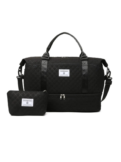 Large Capacity Multifunctional Travel Bag Set, Letter Pattern Zipper Travel Bag with Shoe Compartment, Casual Sports Fitness Bag for Women & Men, Weekender Travel Set, Travel Essentials, Daily Travel Bag, Traveling Bag