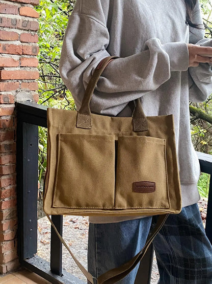 Summer Everything Tote Bag for Women, Plain/Cherry Pattern Work Bag, Everyday Shoulder Bag, Trendy Versatile Commuting Bag, Girl Large Beach Bags, Fabric Shoulder Bags