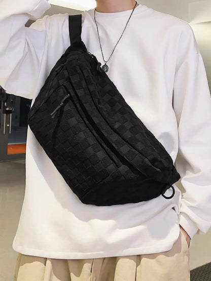 Women's Fashionable Large Capacity Embossed Textured Zipper Belt Bag, Casual Commuter Versatile Plain Fanny Packs, Simple All-match Bum Bag, Quilted Fanny Pack, Casual Waist Bag, Waist Hip Bag, Waist Pouch, Bumbag