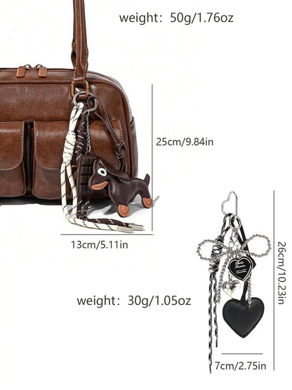Women's Elegant Heart Shaped Keychain, Fashionable Bow Charm Metal Keychain for Handbags & Wallets, Car Keys & Key Pendants, Unique Gifts for Fashion Enthusiasts