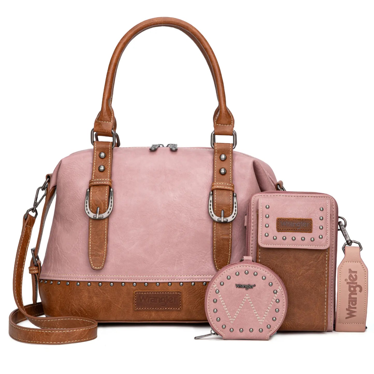 Wrangler 3Pcs Doctor Bag Sets for Women Top-handle Satchel Bag with Cell Phone Handbags and Coin Purse